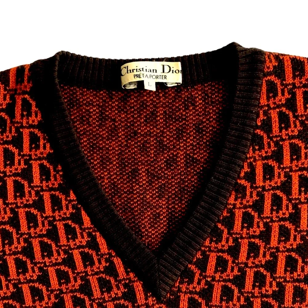 Christian Dior Vintage Monogram Trotter Logo Hand Knit Sweatshirt - Picture 8 of 16
